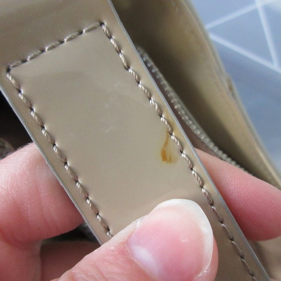 L.K. Bennett London Beige Patent Leather Shoulder Bag Tote Hand Handbag 718 - Picture 15 of 16